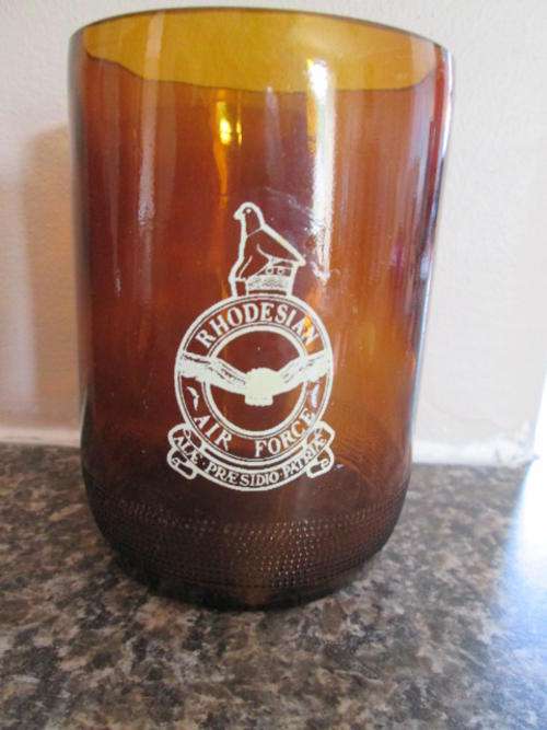 Glass made from a beer bottle Rhodesian Air Force unusual piece