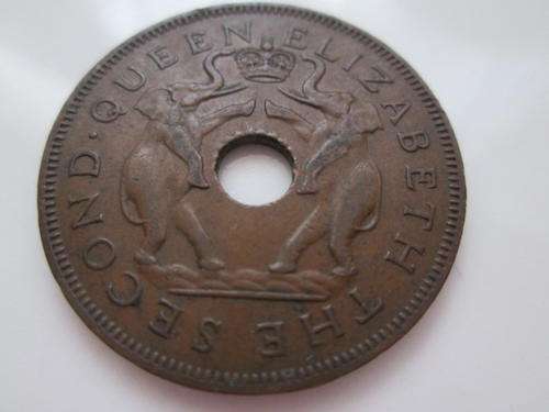 RHODESIA AND NYASALAND  ONE PENNY 1957 BEAUTIFUL COIN