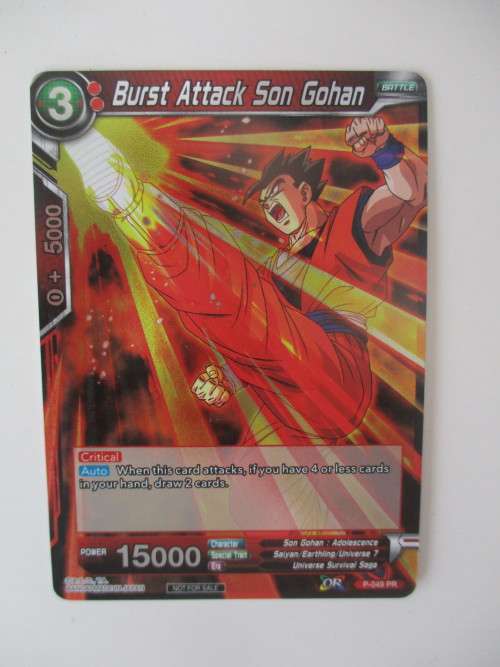 DRAGON BALL Z COLOSSAL WARFARE  CARD - BURST ATTACK SON GOHAN FOIL PROMO CARD MINT