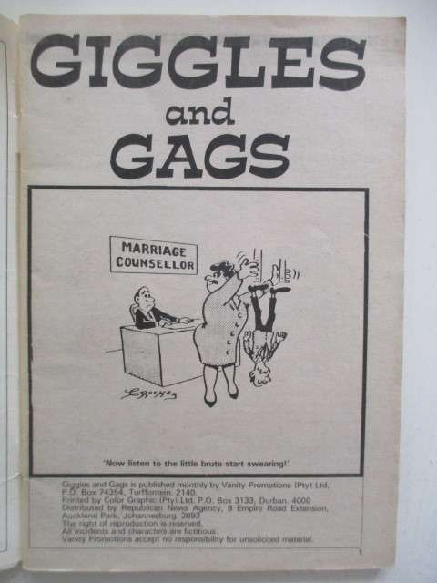 SA HUMOUR GIGGLES AND GAGS NO. 60 - SA HUMOUR IN CARTOONS