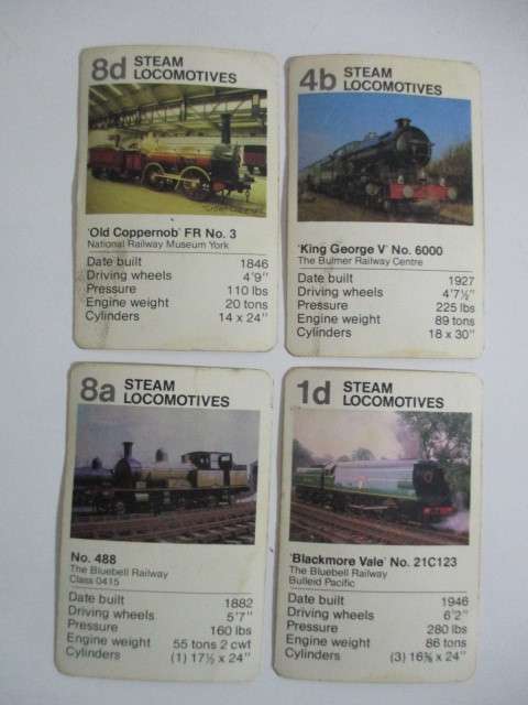 COLLECTORS CARDS - STAR TRUMP - BY WADDINTONS - STEAM TRAINS - LOT OF 4 CARDS