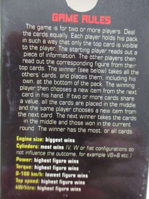 VINTAGE - CAR ICONS TRUMPS CARDS