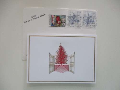 LOVELY CHRISTMAS CARD - PRINCE ALBERT OF MONACO - 1989 WITH ENVELOPE