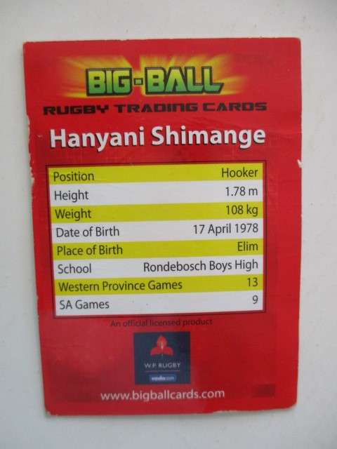 LOVELY RUGBY  TRADING CARDS - FRANCOIS LOUW AND HANYANI SHIMANGE W.P