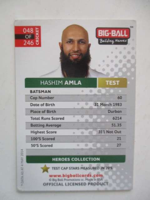 2 CRICKET  TRADING CARDS ALVIRO PETERSEN  AND HASHIM AMLA