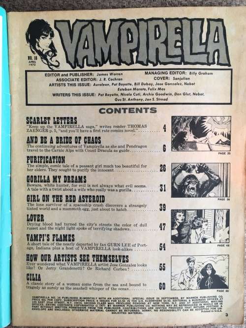 VINTAGE - VAMPIRELLA NO. 16 - 1972