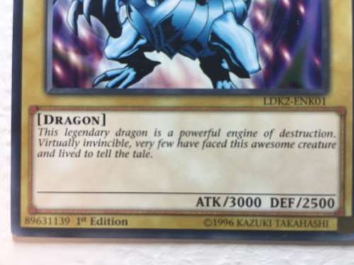 YU-GI-OH TRADING CARD - BLUE-EYES WHITE DRAGON  FROM 1ST EDITON