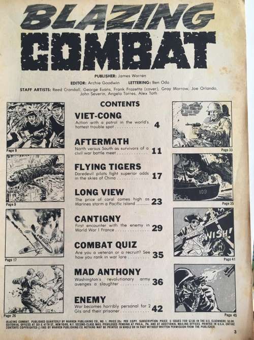 VINTAGE - BLAZING COMBAT - NO. 1 1965 - COLLECTOR`S EDITION
