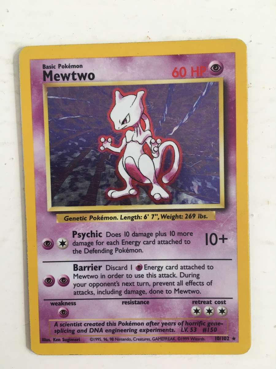 VINTAGE POKEMON TRADING CARD - MEWTWO -   REVERSE HOLOGRAPHIC CARD