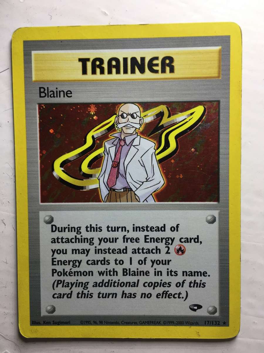 VINTAGE POKEMON TRADING CARD - HOLOGRAPHIC / TRAINER BLAINE