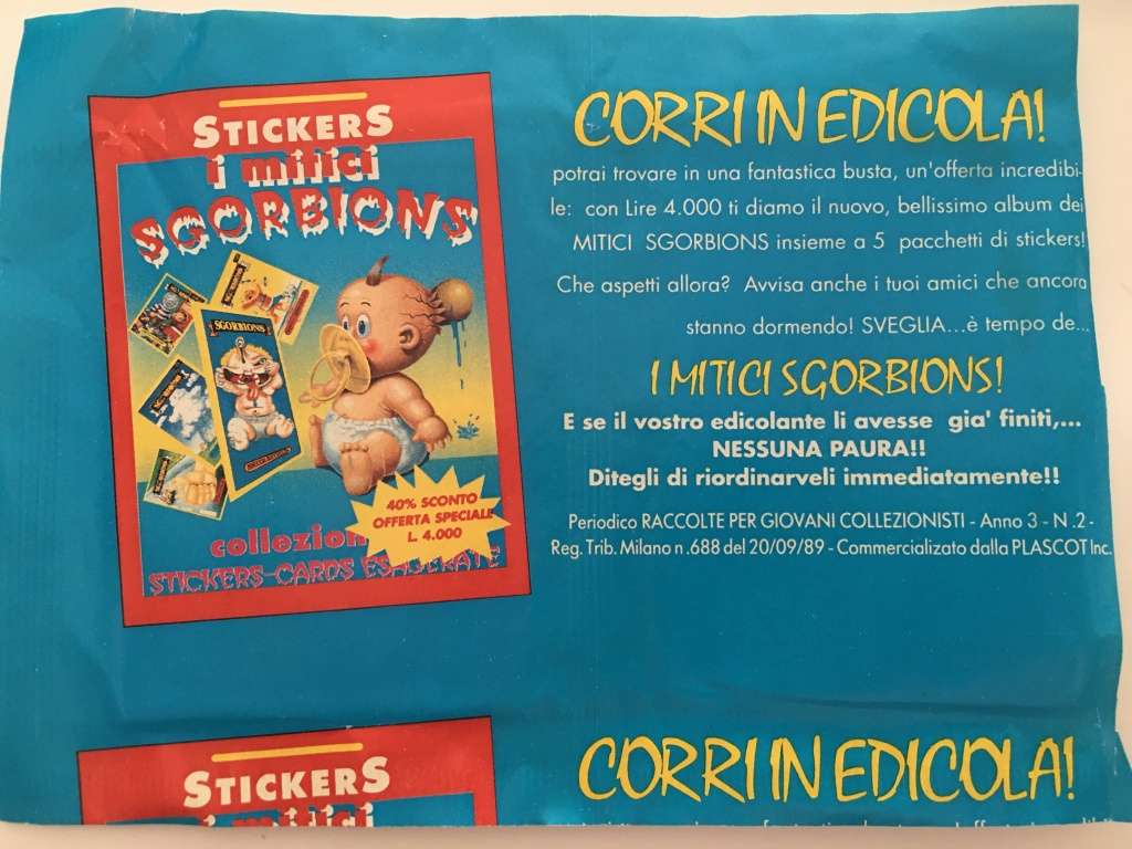 VINTAGE ITALIAN MINT SET OF 4 GARBAGE PAIL KIDS - 1989