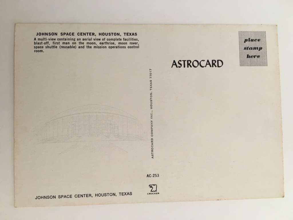 VINTAGE POST CARD - JOHNSON SPACE CENTER