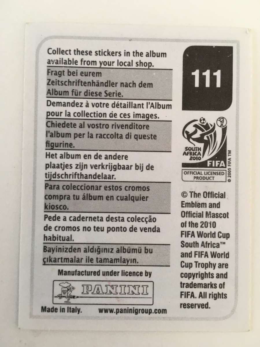 SOCCER PANNINI STICKER NO. 111