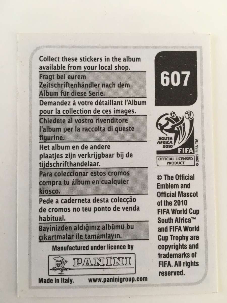 SOCCER PANNINI STICKER NO. 607