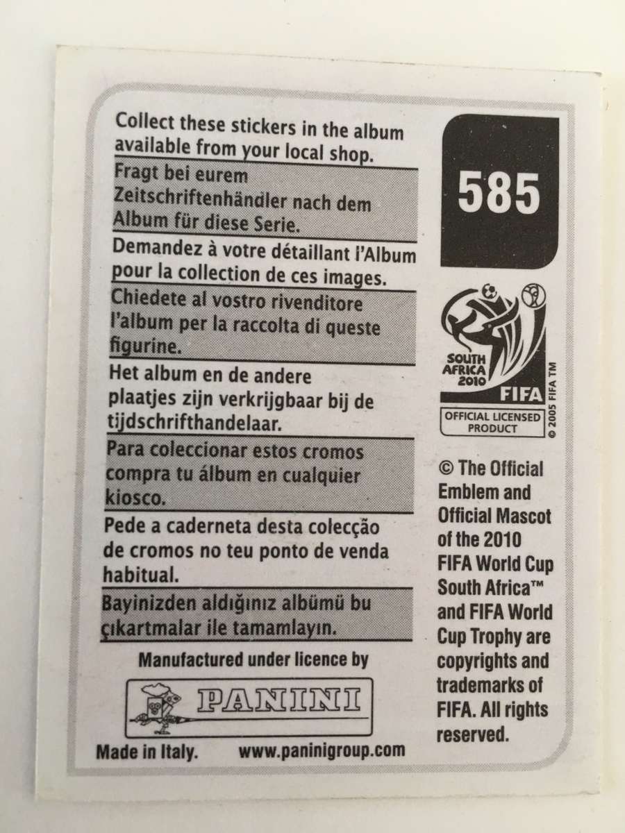 SOCCER PANNINI STICKER NO. 585