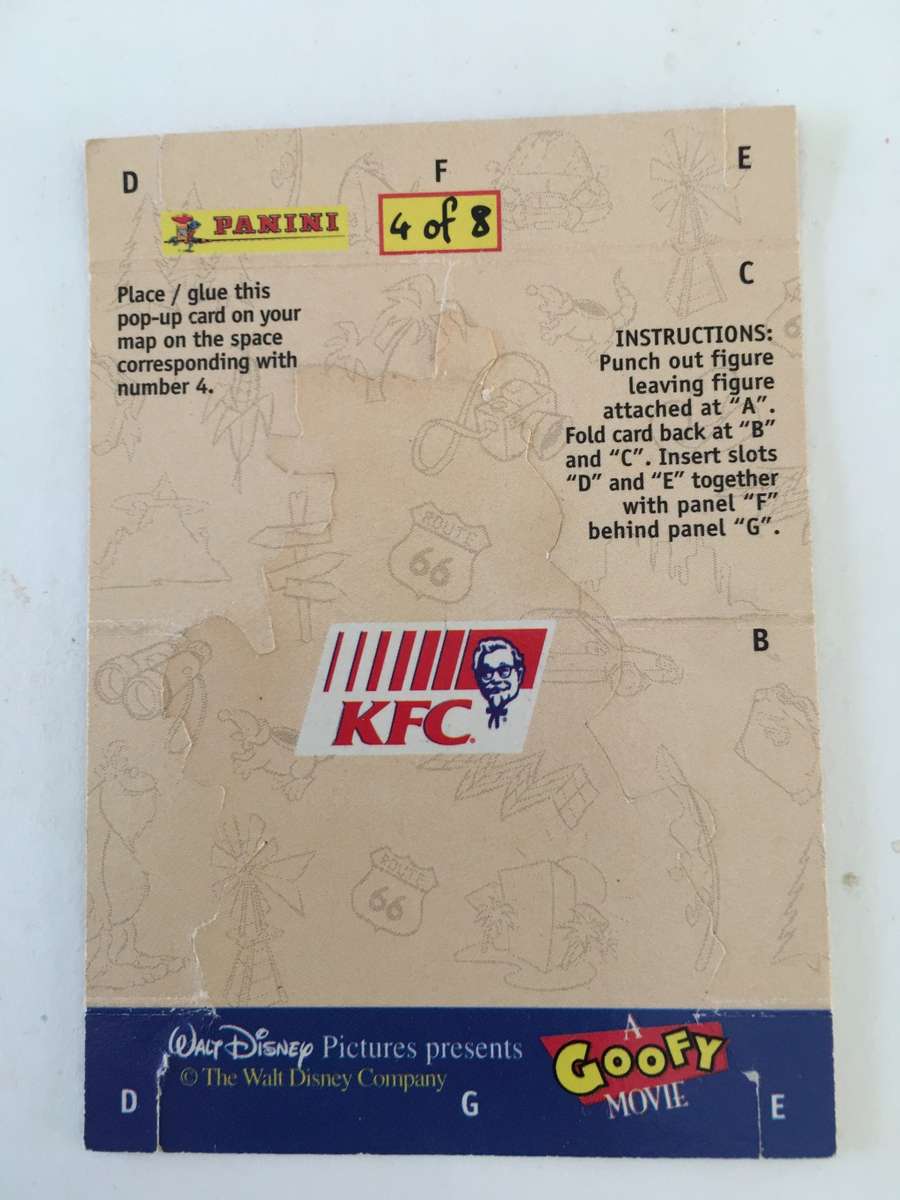 PANINI KFC TRADING CARD   A GOOFY MOVIE  NO. 4 - ON THE ROAD