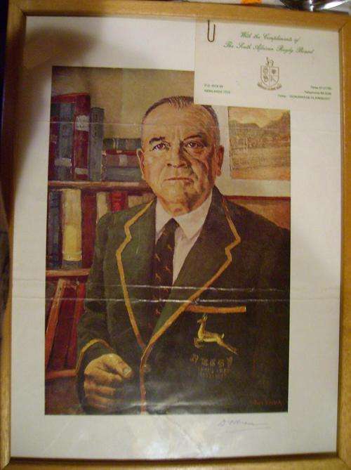 Autograph Danie Craven signed print The father of South African Rugby
