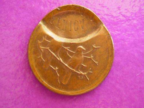 1c piece Africa stamped in fault very unusual and RARE Error on coin