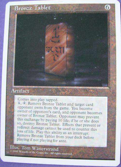 Magic the Gathering Bronze Tablet bid per card (Rare)