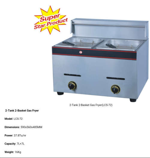 Gas double chips fryer 6ltr +6ltr
