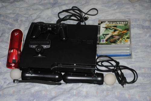 ##FREE SHIPPING## PS3 SLIM 320 GB (JAILBROKEN) WITH 22 GAMES AND ACCESSORIES