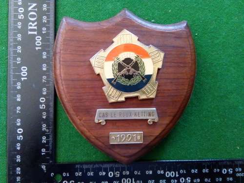 SADF .. RIFLE ASS. AWARD PLAQUE 1991 (CAS LE ROUX KETTING)