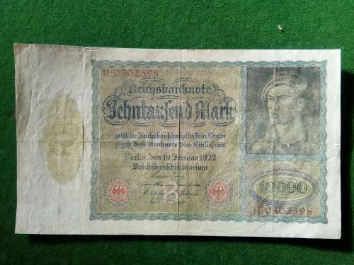 GERMANY (LARGE BANKNOTE) 10 000 MARK 1922 .. FAIR CIRCULATED