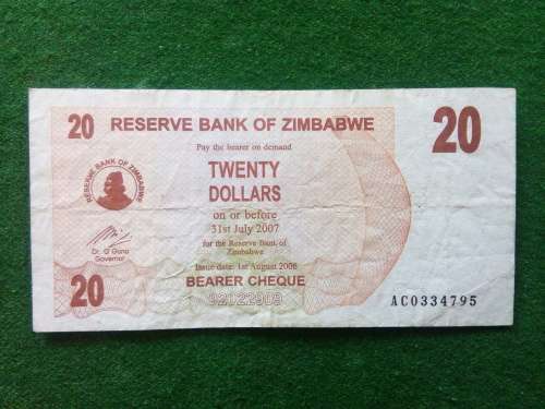 ZIMBABWE 20 DOLLARS 2006 ... GOOD CIRCULATED