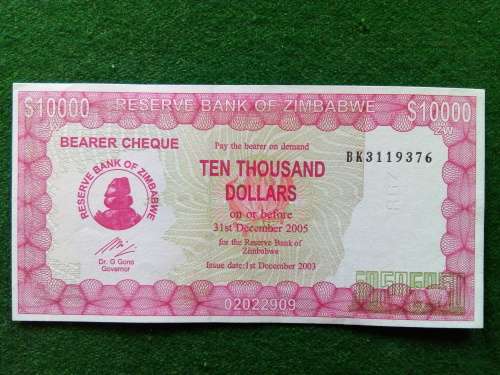 ZIMBABWE 10 000 DOLLARS 2003 .. UNCIRCULATED