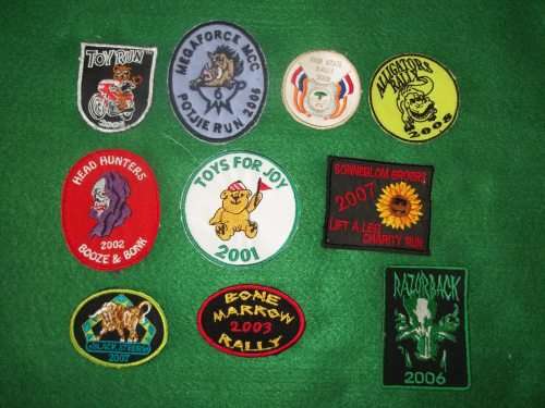 LOT OF 10 MOTORCYCLE BIKER RALLY BADGES
