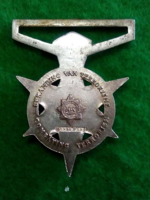 SA POLICE  MEDAL FOR COMBATING TERRORISM... FULL SIZE .. NAME NEATLY REMOVED