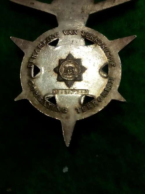 SA POLICE  MEDAL FOR COMBATING TERRORISM... FULL SIZE .. NAME NEATLY REMOVED