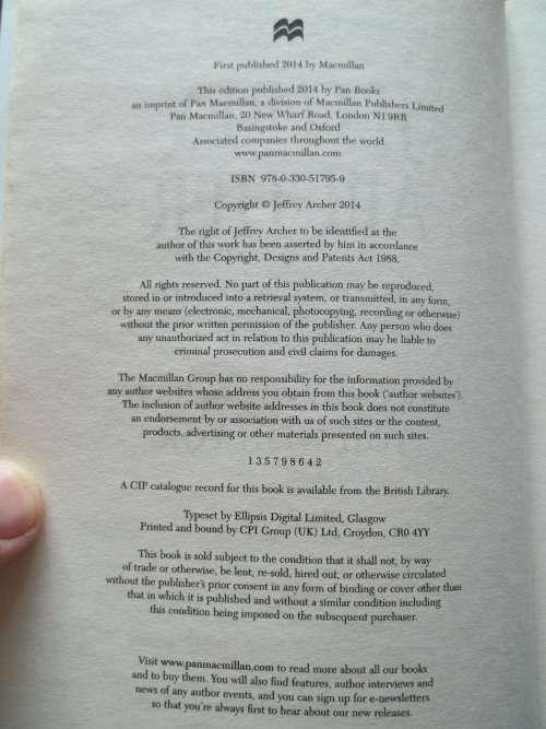 JEFFREY ARCHER - BE CAREFUL WHAT YOU WISH FOR .. SOFTCOVER