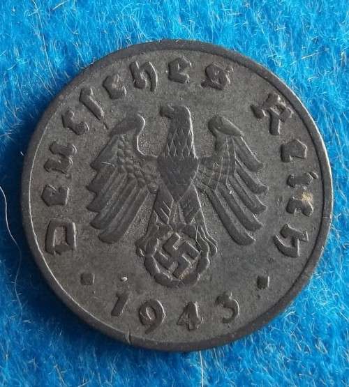 GERMANY THIRD REICH 1 PFENNIG ZINC COIN 1943 ( F  ) - CIRCULATED