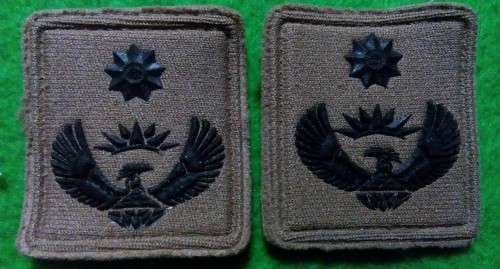 USED -SANDF - LT COL COLLAR RANK PAIR - RUBBERISED -- USED