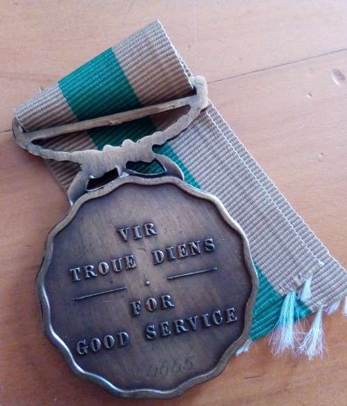 SADF -  10 YEAR SERVICE MEDAL BRONZE - FULL SIZE NUMBERED