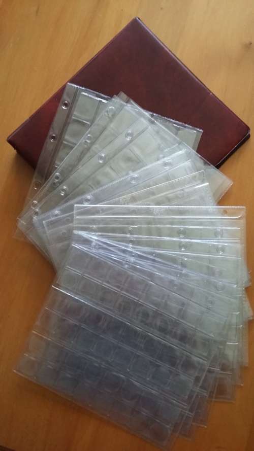 LOT OF 18 X USED COIN PAGES AND ONE FILE