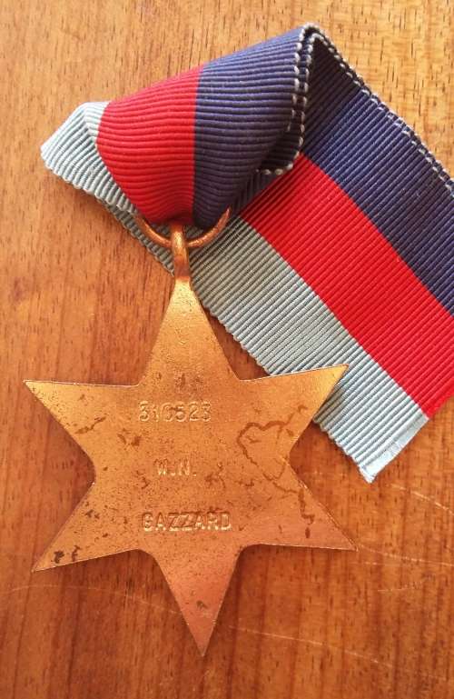 WW2 1939 / 45 STAR - FULL SIZE - GAZZARD