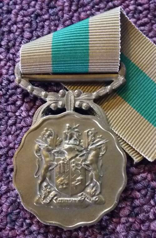 SADF - 10 YEAR SERVICE  MEDAL WITH RIBBON - FULL SIZE NUMBERED