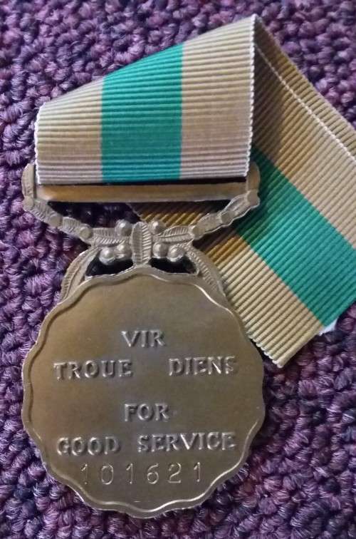 SADF - 10 YEAR SERVICE  MEDAL WITH RIBBON - FULL SIZE NUMBERED
