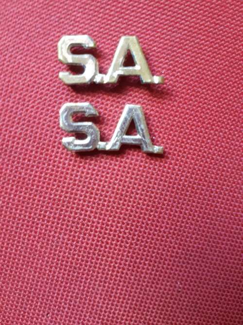SADF - SA TITLE BADGE PAIR (SILVER PLATING DAMAGE) - PINS INTACT