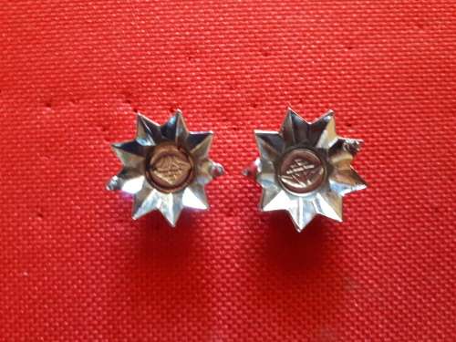 SADF - PROTEA 9 POINT STAR RANK PIPS PAIR - PINS INTACT (SMALL SIZE)