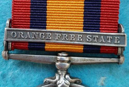 QUEEN`S SOUTH AFRICA MEDAL (QSA) 1 BAR (OFS) TO 88 CIVILLIAN WHEELER E. WASSUNG A.S.C