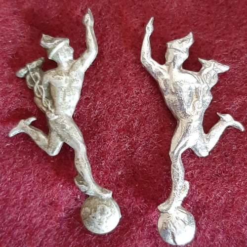SADF SIGNALS CORPS COLLAR BADGES PAIR - PINS INTACT