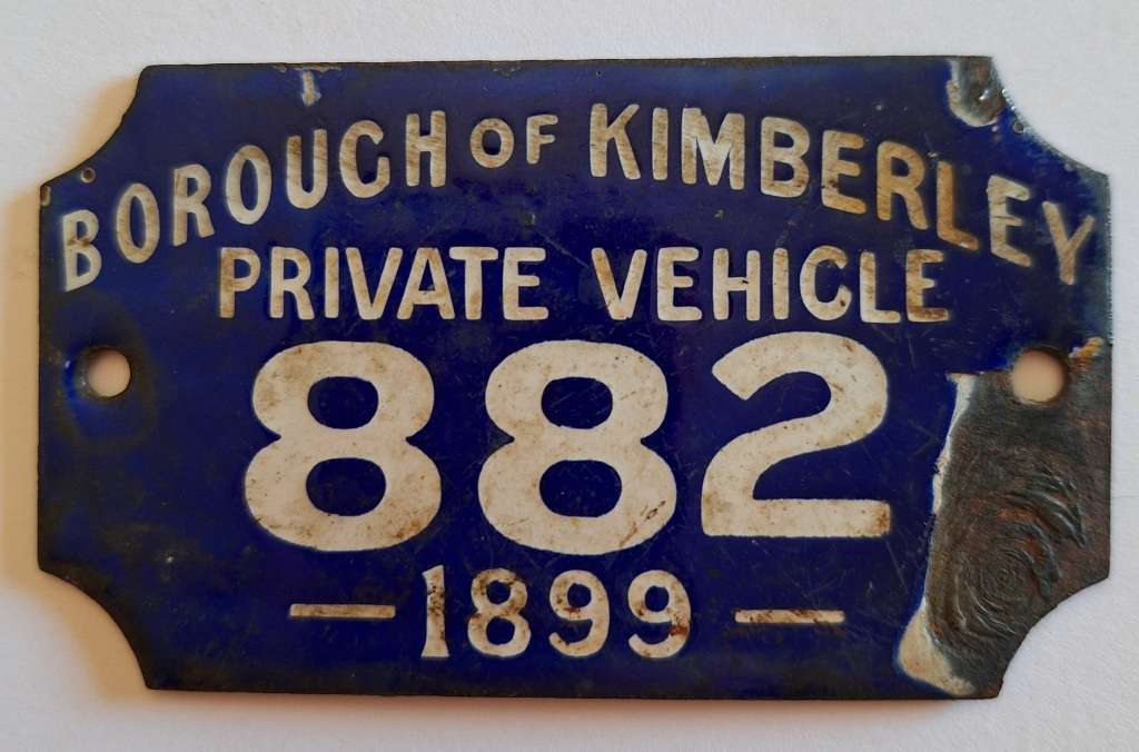 BOER WAR ERA - KIMBERLEY VEHICLE PLATE (ENAMEL) 55 X 95 MM
