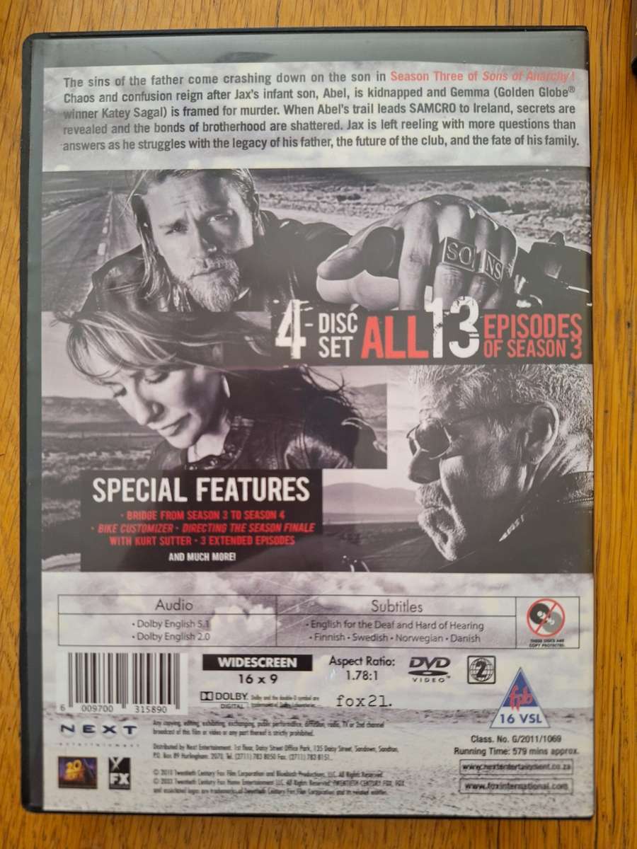 SONS OF ANARCHY SEASON 3 - DVD BOX SET