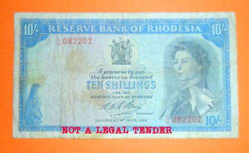 10 Shilling Rhodesia Bank Note