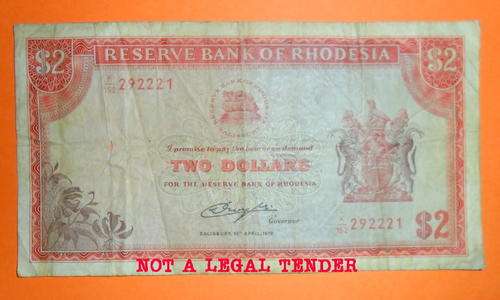 Rhodesia Two Dollars Bank Note