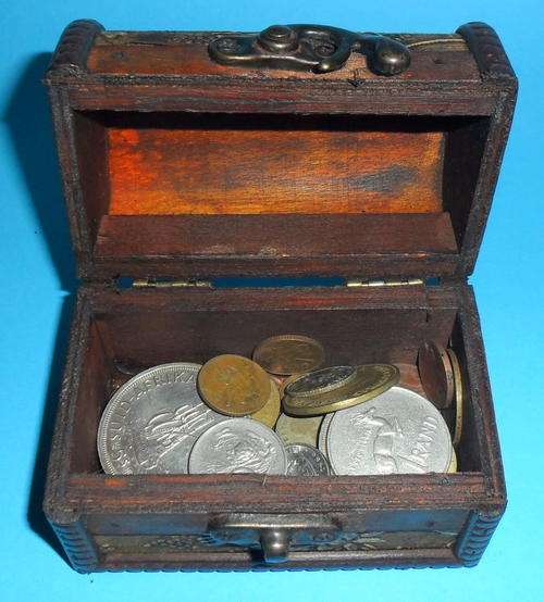 Treasure Box with 34 South African Coins (One bid for all!)