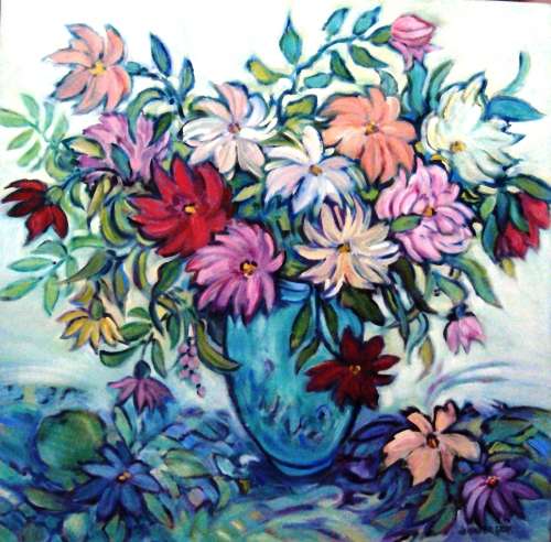 Summer Flowers and Green Apple